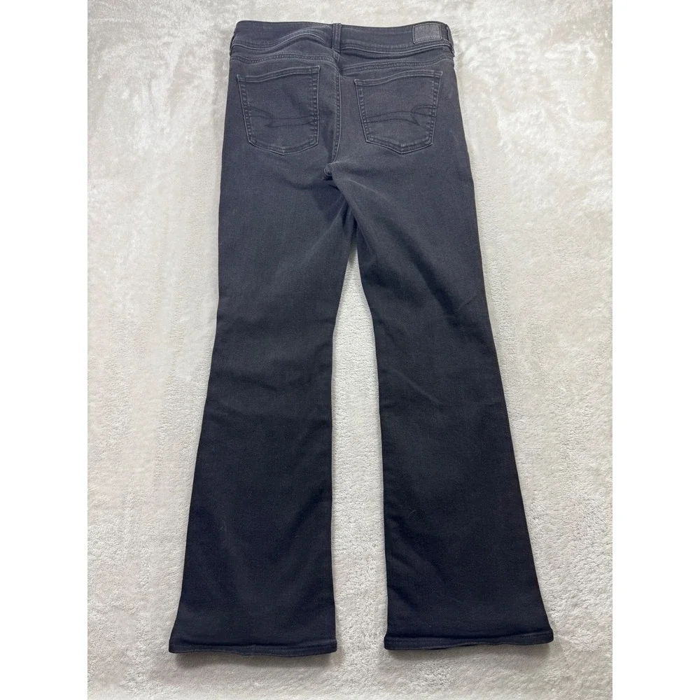 American Eagle Womens Kick Boot Next Level Stretch Black Jeans 10 Meas: 31x31